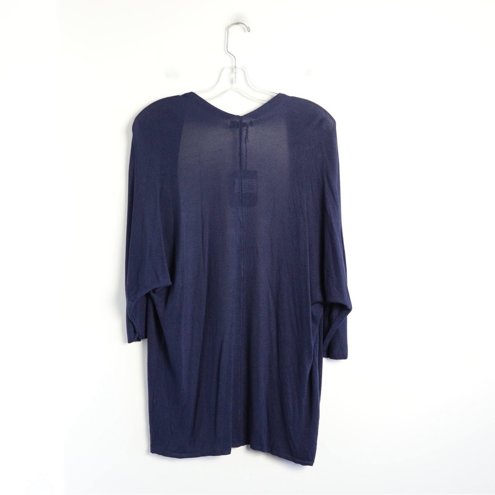 NWT Made in Italy cardigan navy new open front knit classic dark stretch L OS - Picture 2 of 9